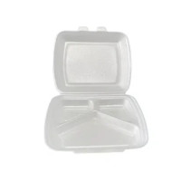 Ланч-бокс белый 25*21*7см 3 деления 125 штук