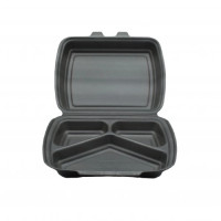 Ланч-бокс черный 25*21*7см 3 деления 125 штук