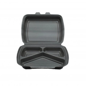 Ланч-бокс черный 25*21*7см 3 деления 125 штук