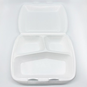 Ланч-бокс белый 24*20*7,4см 3 деления 150 штук