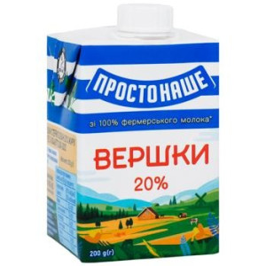 Сливки Простонаше стерилизованные 20% 200г