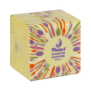 Салфетки 1слой 24 х 24 см Parus желтые (100 шт)