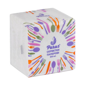 Салфетки 1слой 24 х 24 см Parus белые (100 шт)