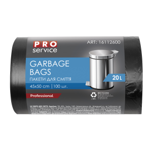 Мешки для мусора 20 л х 100 шт PRO Service 7 мкм черные