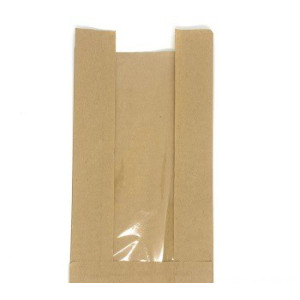 Пакет бумажный 25+6 х 42 см с прозрачным окном крафт 1000 шт