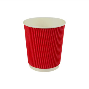 Стакан однораз гофрированный 250 мл 25 шт красный