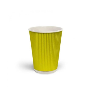 Стакан однораз гофрированный 250 мл 25 шт желтый