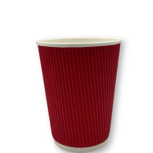 Стакан однораз гофрированный 340 мл 25 шт красный
