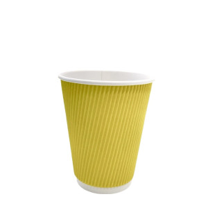 Стакан однораз гофрированный 400 мл 25 шт желтый
