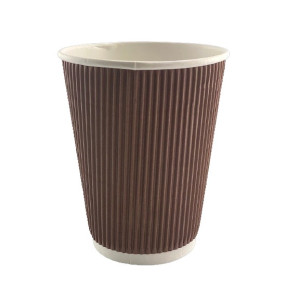 Стакан однораз гофрированный 400 мл 25 шт коричневый
