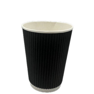 Стакан однораз гофрированный 400 мл 25 шт черный