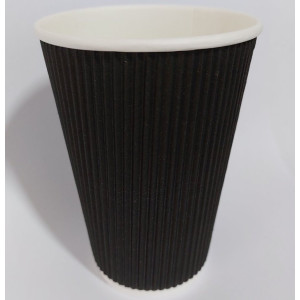 Стакан однораз гофрированный 500 мл 20 шт черный