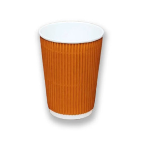Стакан однораз гофрированный 500 мл 20 шт оранжевый