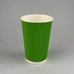 Стакан однораз гофрированный 500 мл 20 шт зеленый