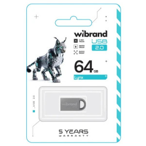 USB флеш накопитель Wibrand 64GB lynx Silver USB 2.0 (WI2.0/LY64M2S)