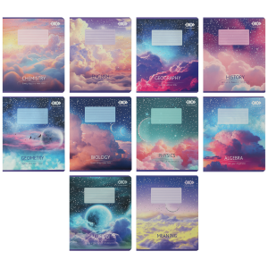 Набор тетрадей ученических школьных, 10 штук, 8 предметов, CLOUDS, 36 л., KIDS LINE (ZB.1732-99)