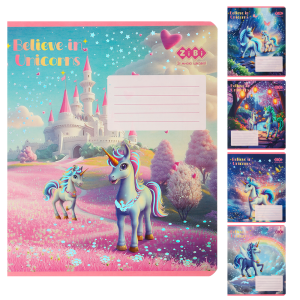 Тетрадь ученическая школьная UNICORN, 12 л., клетка, KIDS LINE (ZB25.1752K)