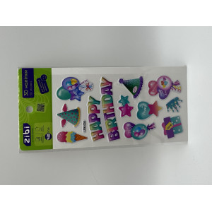 3D наклейки Happy Birthday Радужная вечеринка 18 см, KIDS Line (ZB.63352)