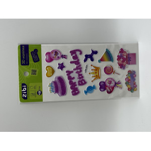 3D наклейки Happy Birthday Розовая вечеринка 18 см, KIDS Line (ZB.63351)