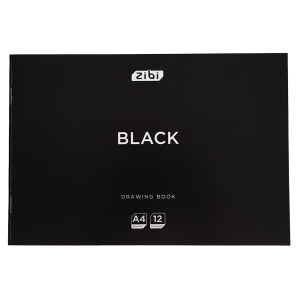 Альбом для рисования BLACK, А4, 12 л., 120 г/м2, на скобе, черный, KIDS Line (ZB.1421-01)