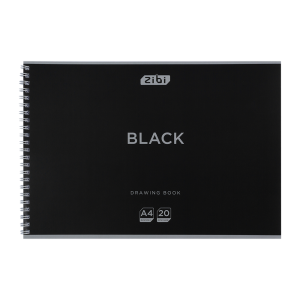 Альбом для рисования BLACK, А4, 20 л., 120 г/м2, на пружине, черный, KIDS Line (ZB.1440-01)