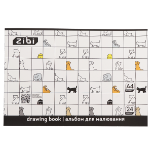 Альбом для рисования CUTE CATS, А4, 24 л., 120 г/м2, на скобе, белый, KIDS Line (ZB.1424-12)