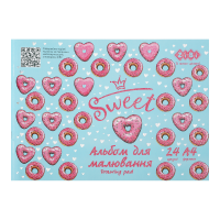 Альбом для малювання DONUTS, А4, 24 арк., 120 г/м2, на скобі, рожевий, KIDS Line (ZB.1432-10)