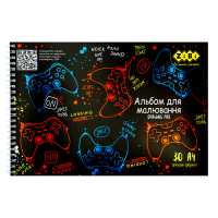 Альбом для малювання GAMER, А4, 30 арк., 120 г/м2, на пружині, т.-синій, KIDS Line (ZB.1451-03)