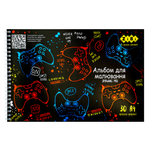 Альбом для малювання GAMER, А4, 30 арк., 120 г/м2, на пружині, т.-синій, KIDS Line (ZB.1451-03)