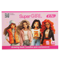 Альбом для рисования SUPER GIRL, А4, 12 л., 120 г/м2, на скобе, розовый, KIDS Line (ZB.1421-10)