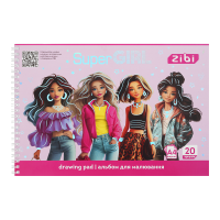 Альбом для малювання SUPER GIRL, А4, 20 арк., 120 г/м2, на пружині, рожевий, KIDS Line (ZB.1443-10)