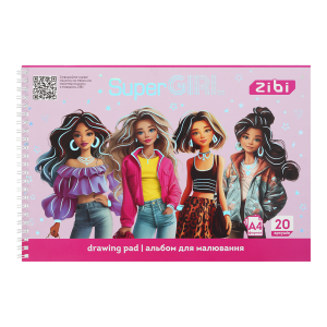 Альбом для рисования SUPER GIRL, А4, 20 л., 120 г/м2, на пружине, розовый, KIDS Line (ZB.1443-10)