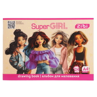 Альбом для малювання SUPER GIRL, А4, 24 арк., 120 г/м2, на скобі, рожевий, KIDS Line (ZB.1424-10)