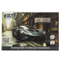 Альбом для рисования TRANSPORT, А4, 12 л., 120 г/м2, на скобе, серый, KIDS Line (ZB.1421-09)