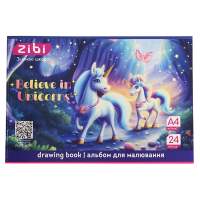 Альбом для рисования UNICORN, А4, 24 л., 120 г/м2, на скобе, фиолетовый, KIDS Line (ZB.1424-07)