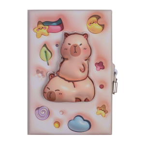 Блокнот 3D із замком CAPYBARA, 145 х 210 мм, 80 арк., клітинка, Soft PU обкладинка, асорті, KIDS Line (ZB.700007)