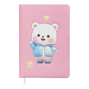 Блокнот BEAR, 155 х 108 мм, 80 арк., лінія, Soft PU обкладинка, рожевий, KIDS Line (ZB.12952)