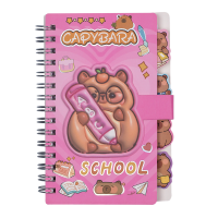 Блокнот на пружине сбоку CAPYBARA, А6, 60 л., клетка, на липучке, ассорти, KIDS Line (ZB.700027)