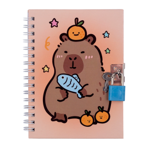 Блокнот на пружині збоку із замком CAPYBARA, 110х150 мм, 48 арк., клітинка, асорті, KIDS Line (ZB.700003)