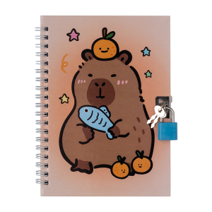 Блокнот на пружині збоку із замком CAPYBARA, 130х180 мм, 48 арк., клітинка, асорті, KIDS Line (ZB.700004)