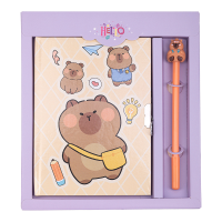 Блокнот із замком та ручкою CAPYBARA 1, 203х225 мм, 50 арк., клітинка, асорті, KIDS Line. (ZB.700013)