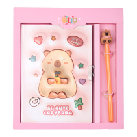 Блокнот с замком и ручкой CAPYBARA, 203х225 мм, 50 л., клетка, ассорти, KIDS Line (ZB.700012)