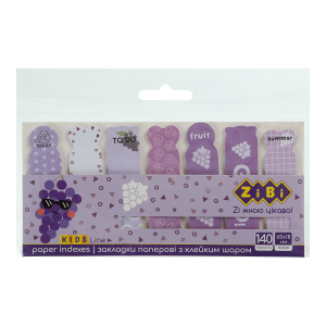 Закладки паперові GRAPE, з клейким шаром, 65x18 мм, 7 диз. по 20 арк., KIDS Line (ZB.15102)