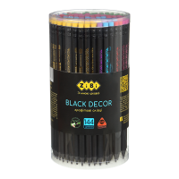 Олівець графітовий HB, BLACK DECOR, пластиковий, триграний, з гумкою, туба - 144 шт (ZB.2321)