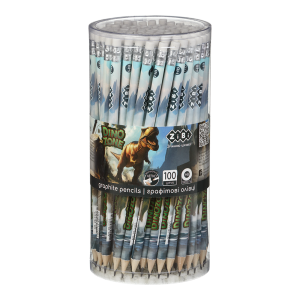 Олівець графітовий HB, DINO, з гумкою, туба - 100 шт (ZB.2325)