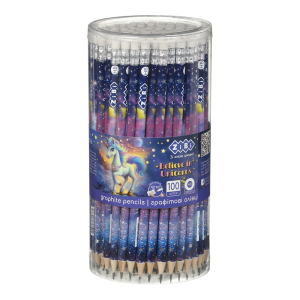 Олівець графітовий HB, UNICORN, з гумкою, туба - 100 шт (ZB.2326)