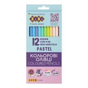 Карандаши цветные PASTEL, 12 шт., KIDS LINE (ZB.2470)