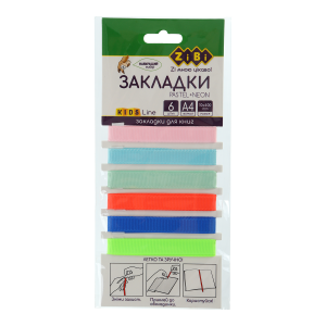 Набір закладок самоклеючих PASTEL+NEON, А4, 6шт., асорті, KIDS Line (ZB.9202)
