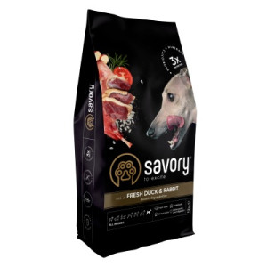 Сухой корм для собак Savory Adult All Breeds rich in Fresh Duck and Rabbit 12 кг (4820232630181)