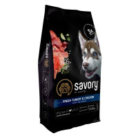 Сухой корм для собак Savory Junior Large rich in Fresh Turkey and Chicken 12 кг (4820232630211)
